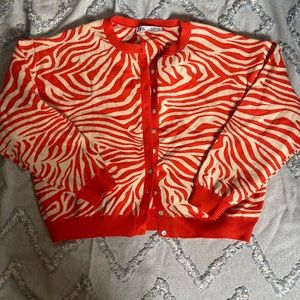 Zara Orange Zebra Print Cardigan
